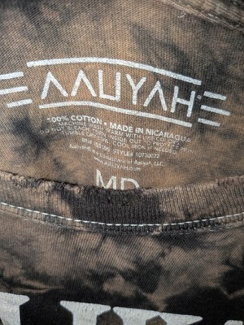 Aaliyah T-Shirt Mens Size M Brown Tie Dye Miss You Graphic Print Distressed Tee - Picture 2 of 2